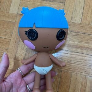 Cute Doll with Blue Hair and Button Eyes